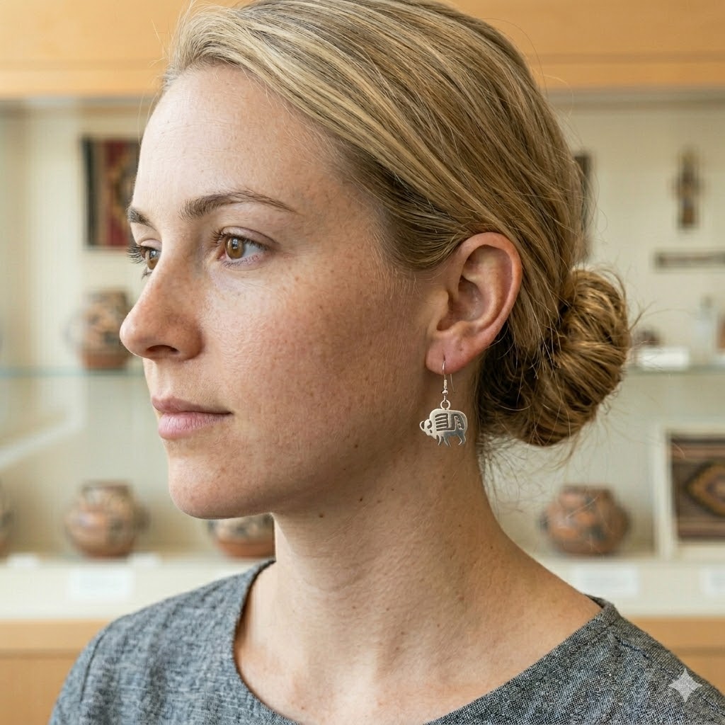 Small Silver Buffalo Earrings