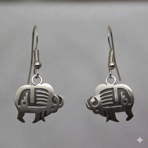 Small Silver Buffalo Earrings