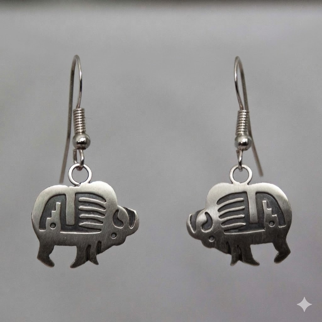 Small Silver Buffalo Earrings