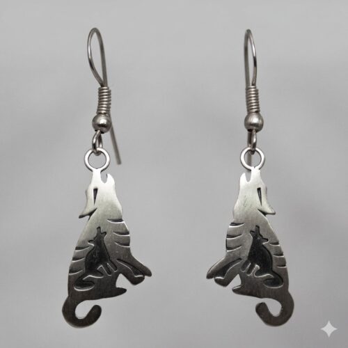 Small Silver Coyote Earrings