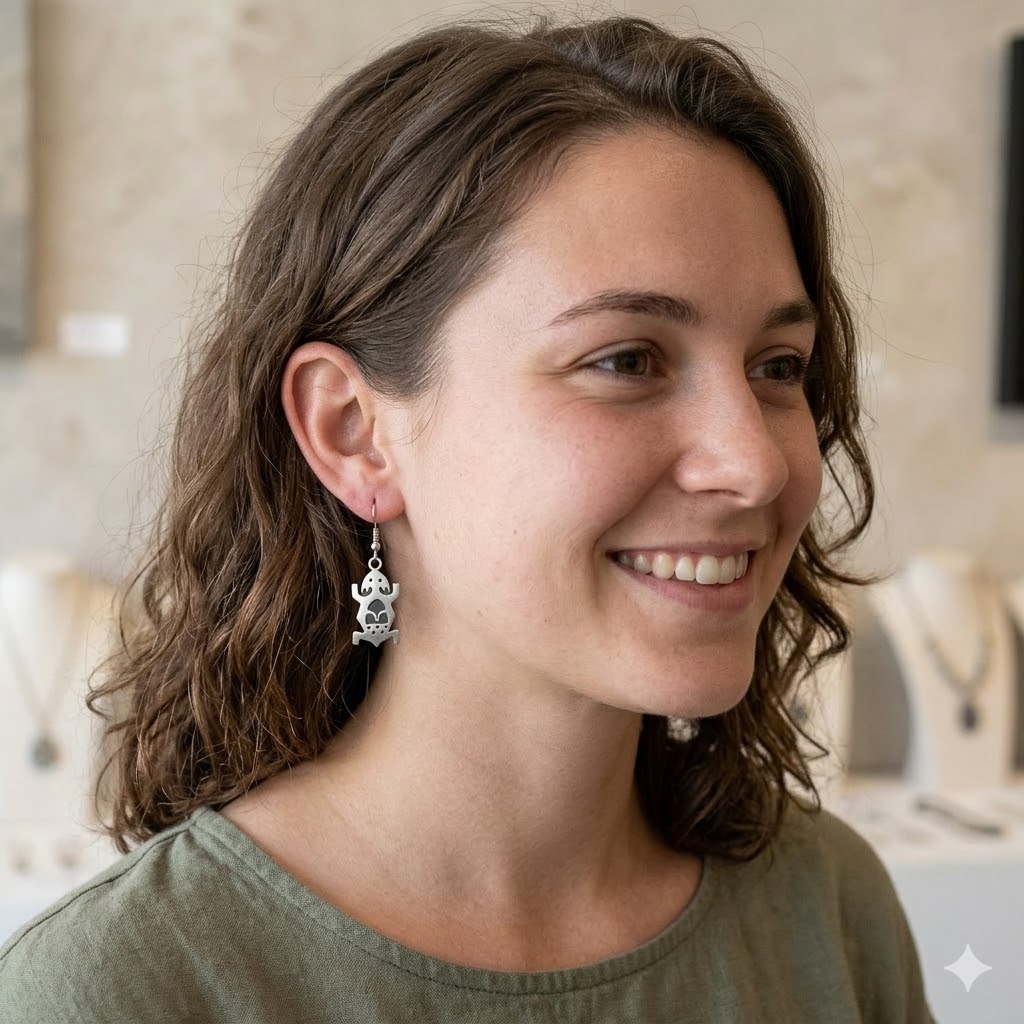 Small Silver Frog Earrings