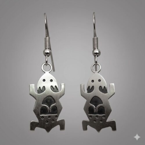 Small Silver Frog Earrings