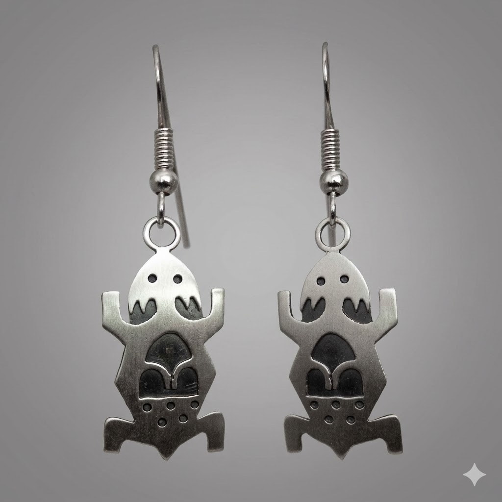 Small Silver Frog Earrings