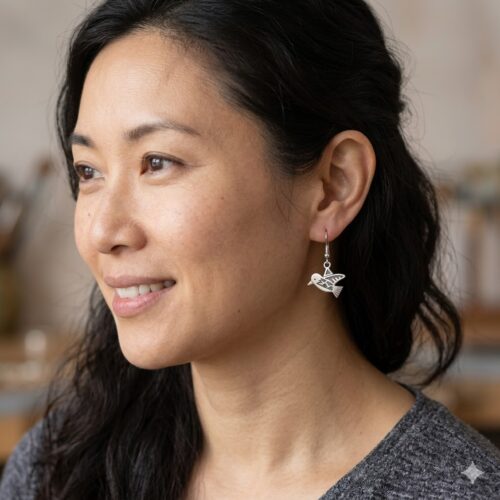 Small Silver Hummingbird Earrings