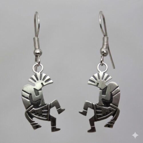 Small Silver Kokopelli Earrings
