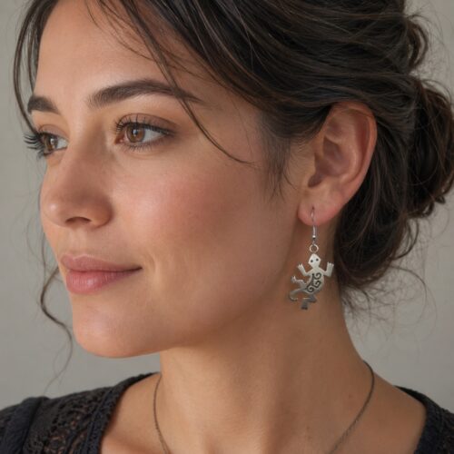 Small Silver Salamander Earrings