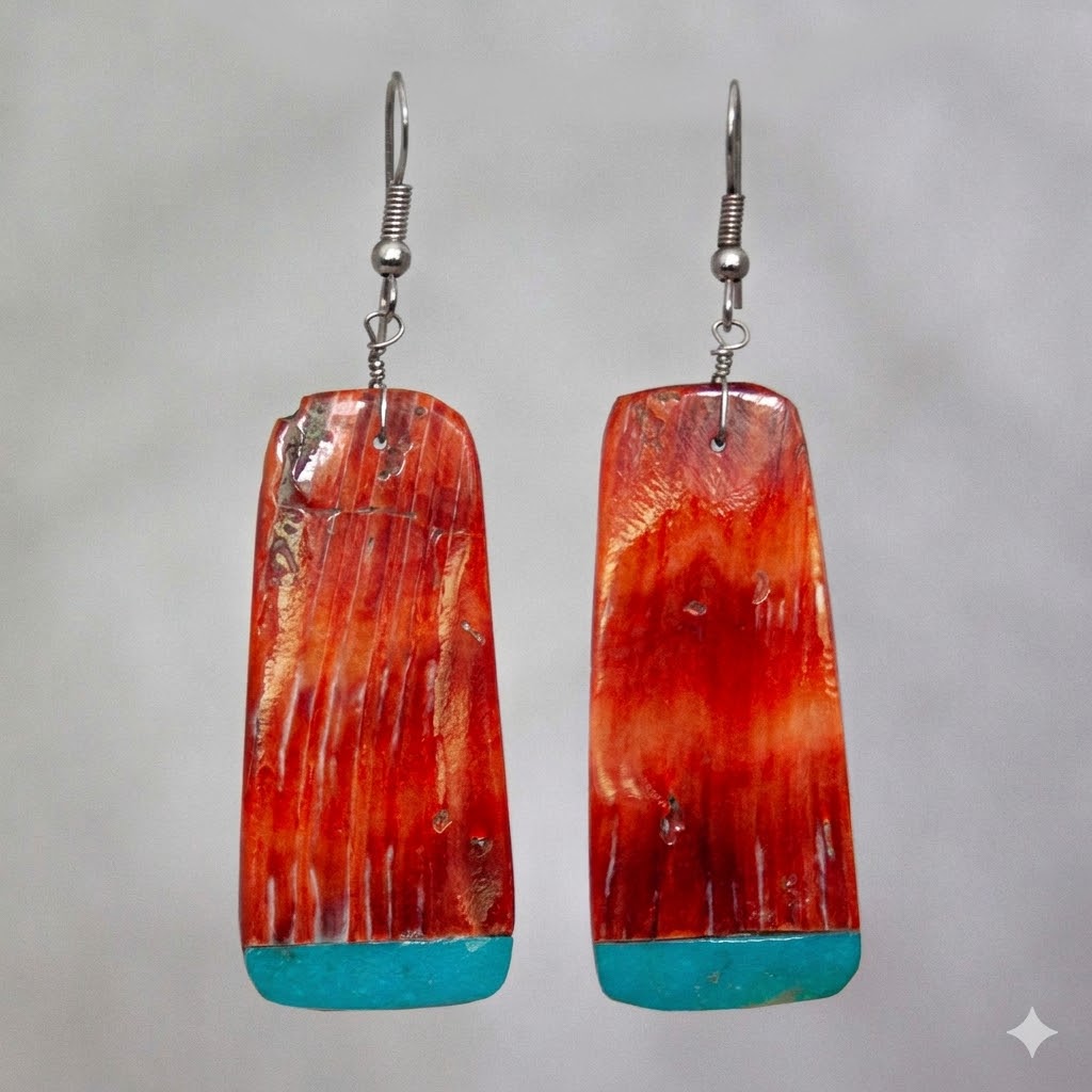 Spondylus Turquoise Zuni Earrings