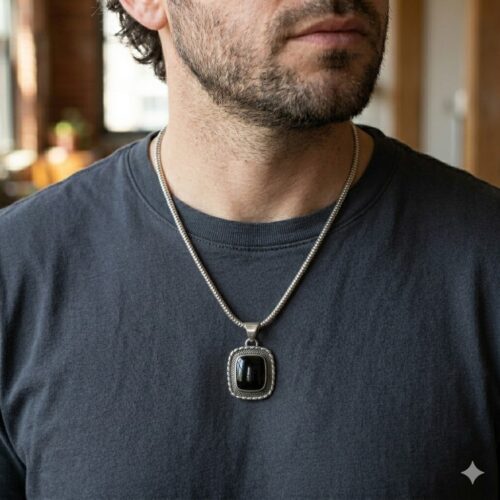 Square Black Onyx Pendant