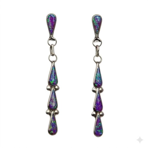 Thin Purple Opal Earrings