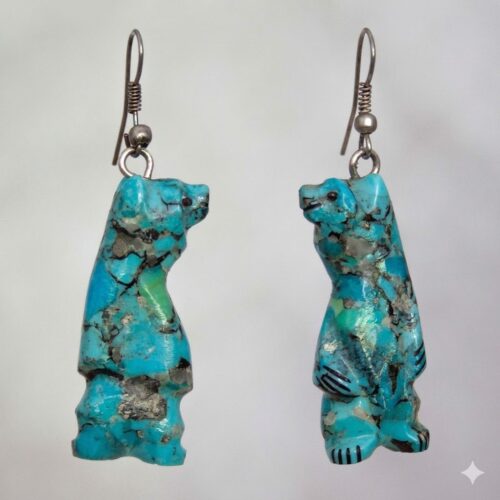Turquoise Bear Zuni Earrings