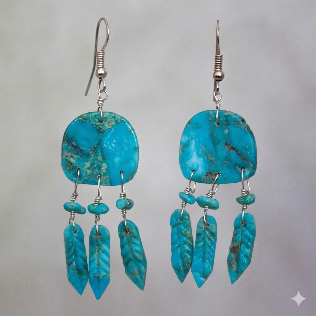 Turquoise Spirit Shield Earrings