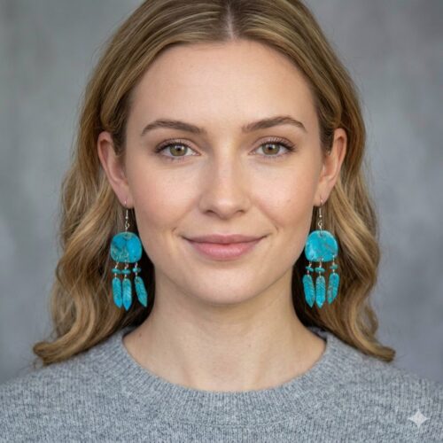 Turquoise Spirit Shield Earrings