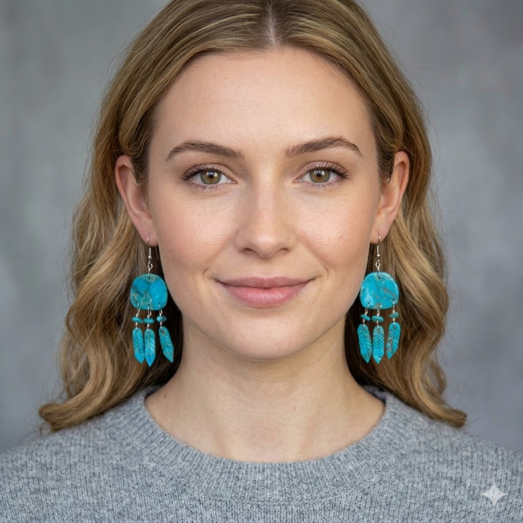 Turquoise Spirit Shield Earrings