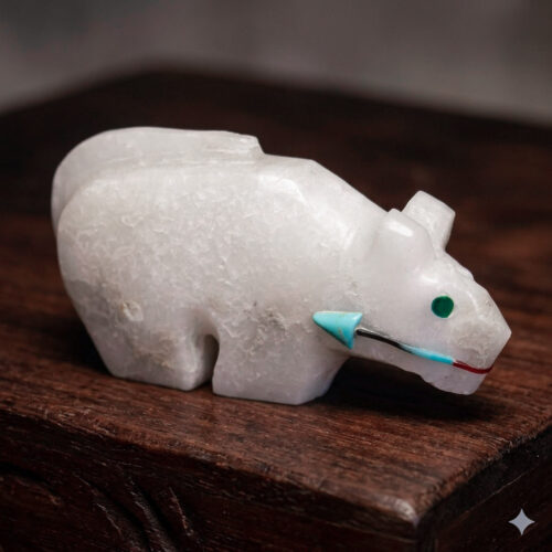 White Alabaster Jaguar Carving