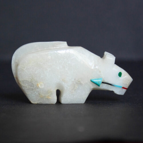 White Alabaster Jaguar Carving