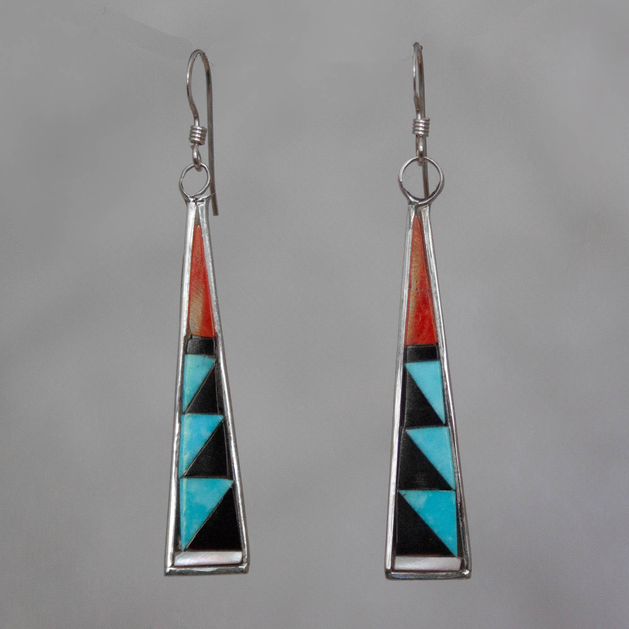 Zuni Inlay Black Steps Earrings