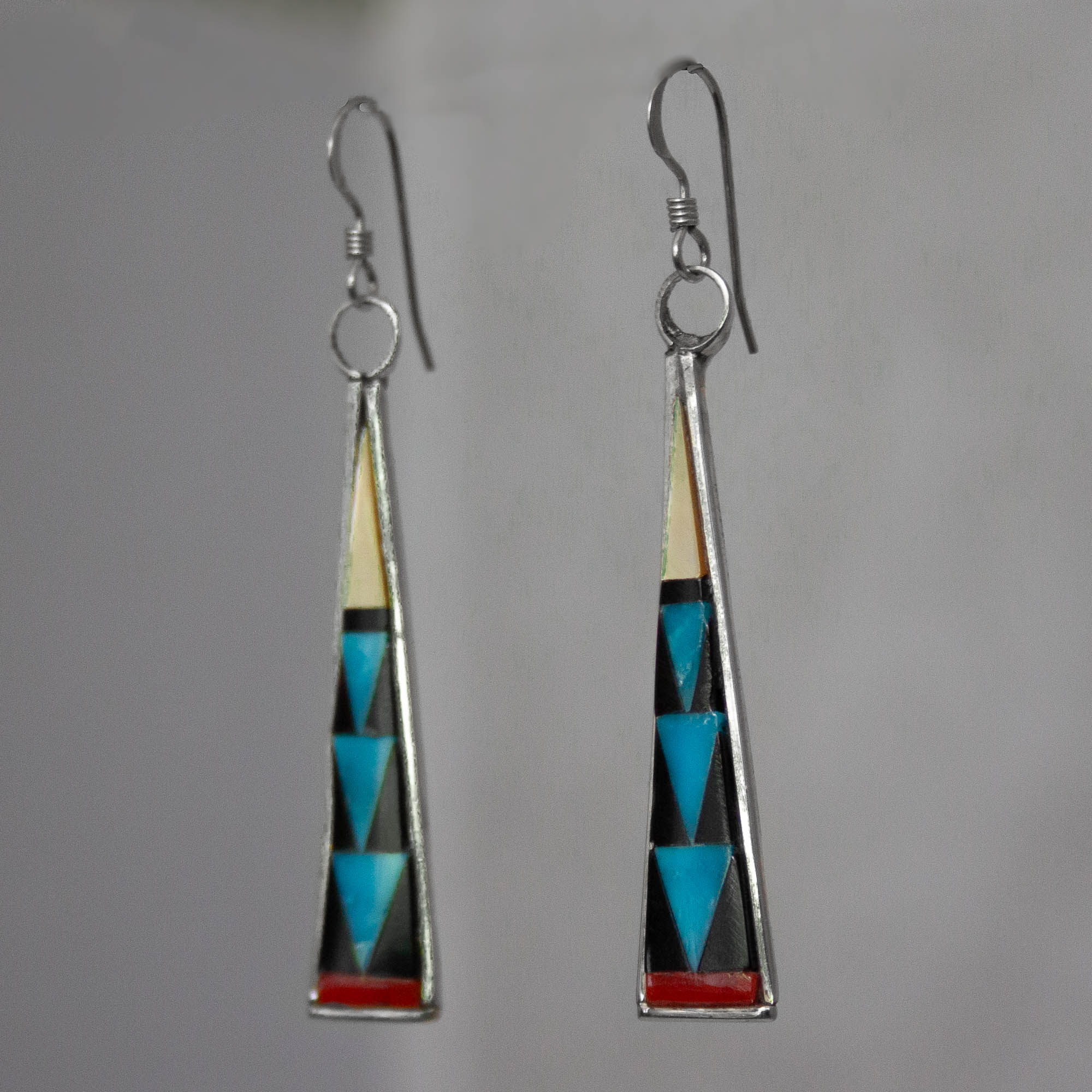 Zuni Inlay Blue Arrow Earrings