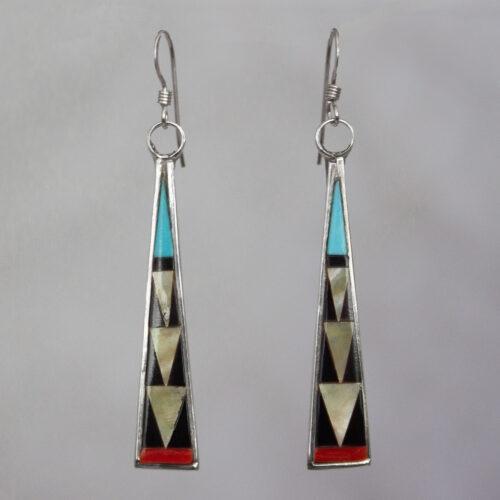 Zuni Inlay Yellow Arrow Earrings