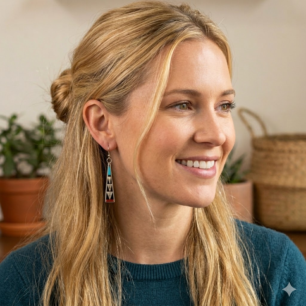 Zuni Inlay Yellow Arrow Earrings