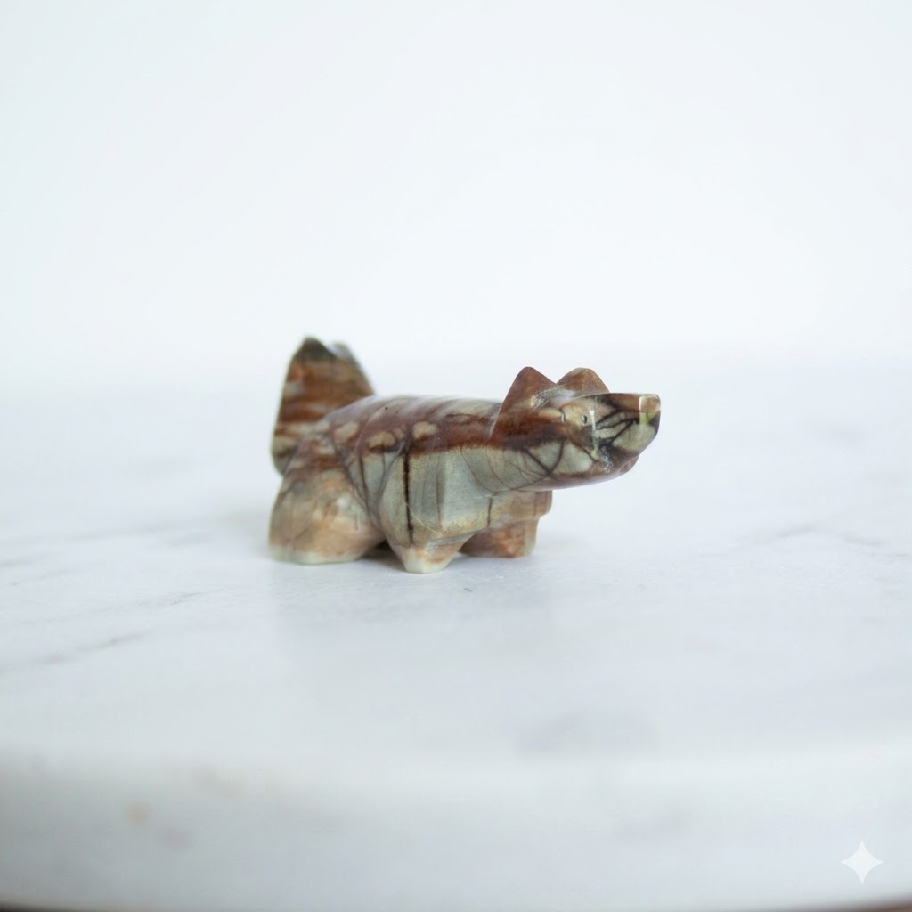 Zuni Jasper Wolf Carving