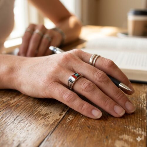 Zuni Ring Multicolour Inlay